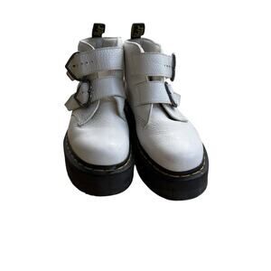Dr. Martens Devon Heart White Leather Platform Boots | Women’s Size 7 US / UK 5